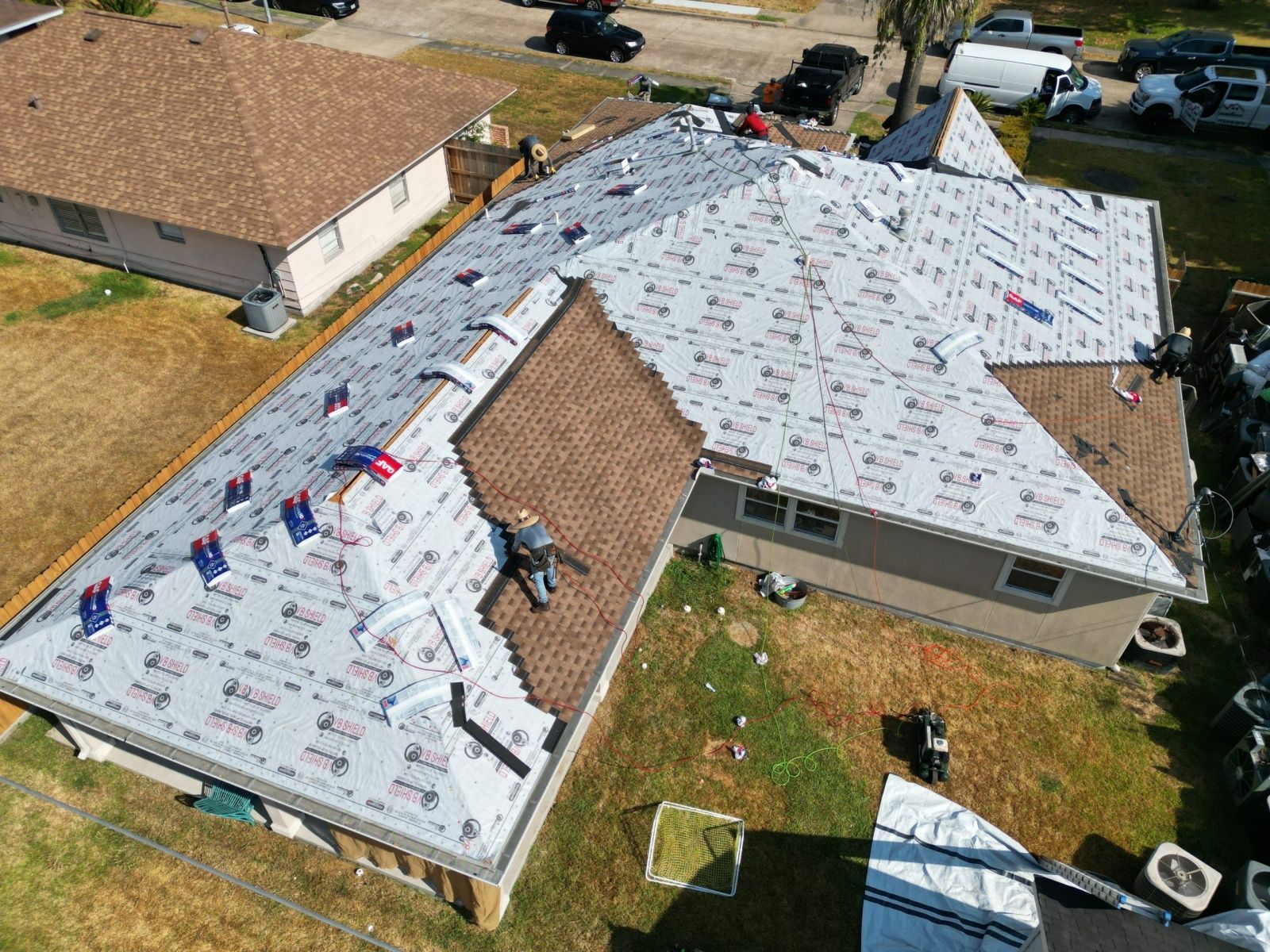 Roof replacement in progress