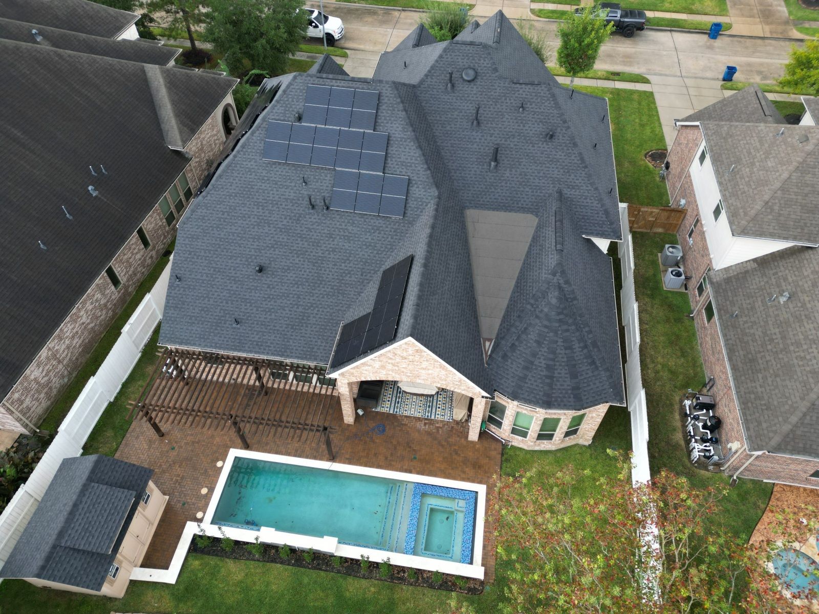 Aerial view of a finished roof